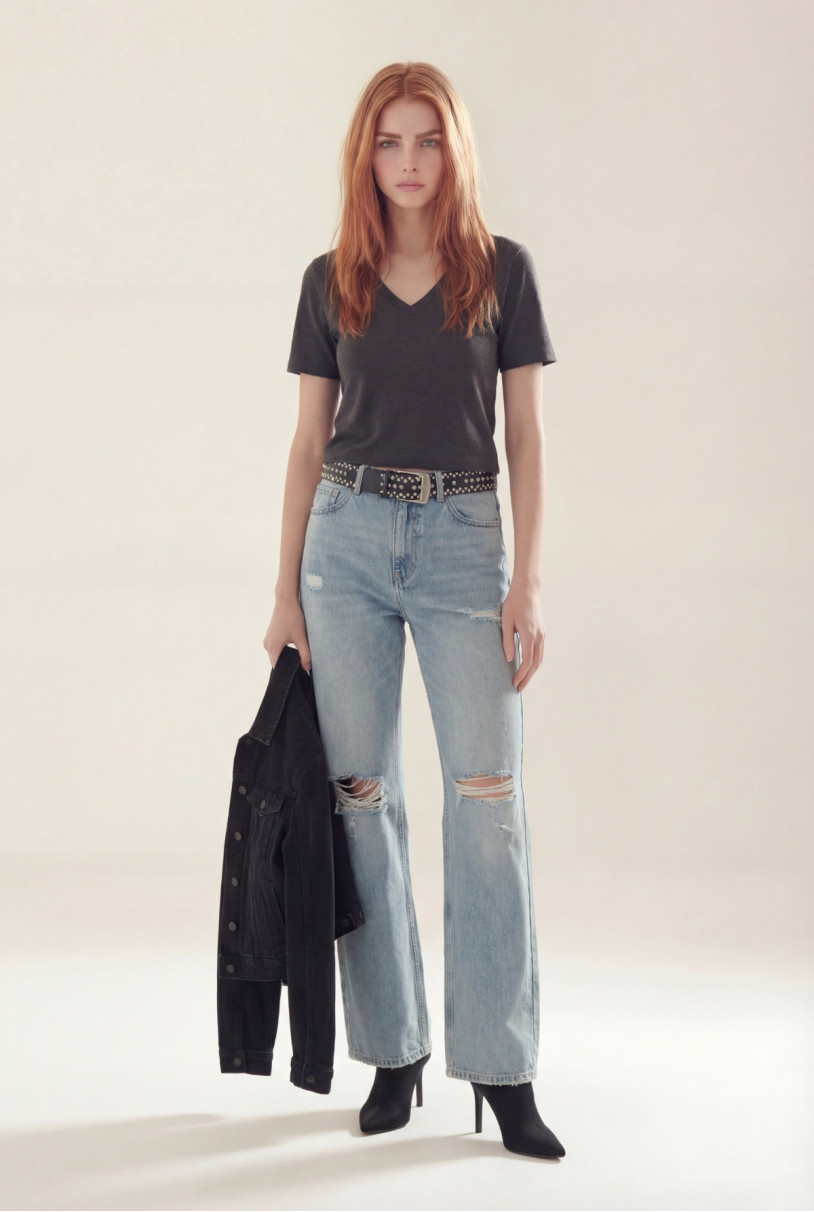 REMERA CUELLO V MANGA CORTA NAOMI