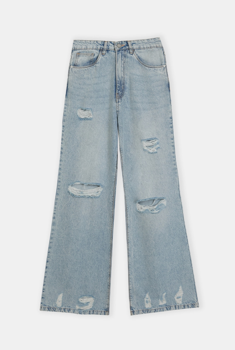 JEAN WIDE LEG CON ROTURAS JONES