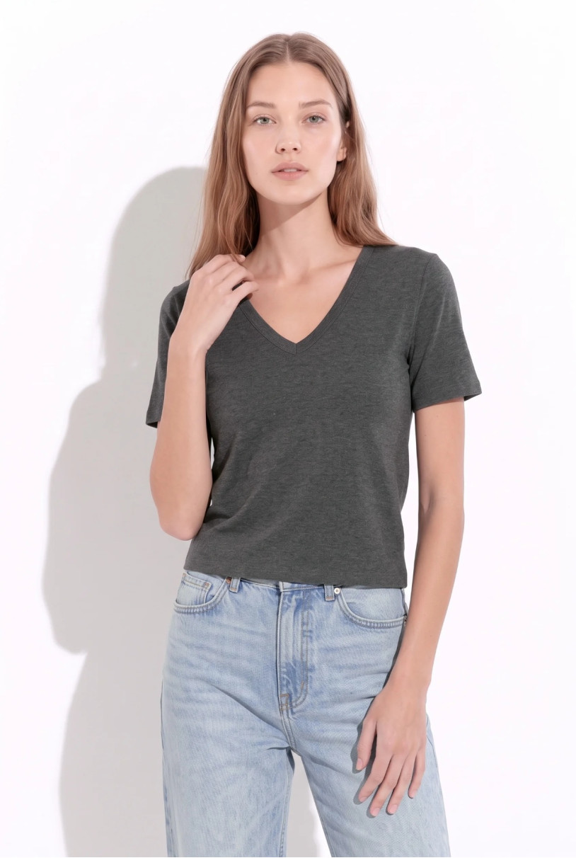 REMERA CUELLO V MANGA CORTA NAOMI